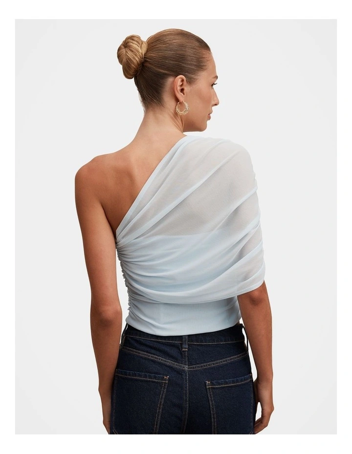 Samara Drape Mesh Corset Top in Blue image 2