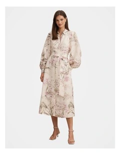 Hazel Shirt Midi Dress in Pink