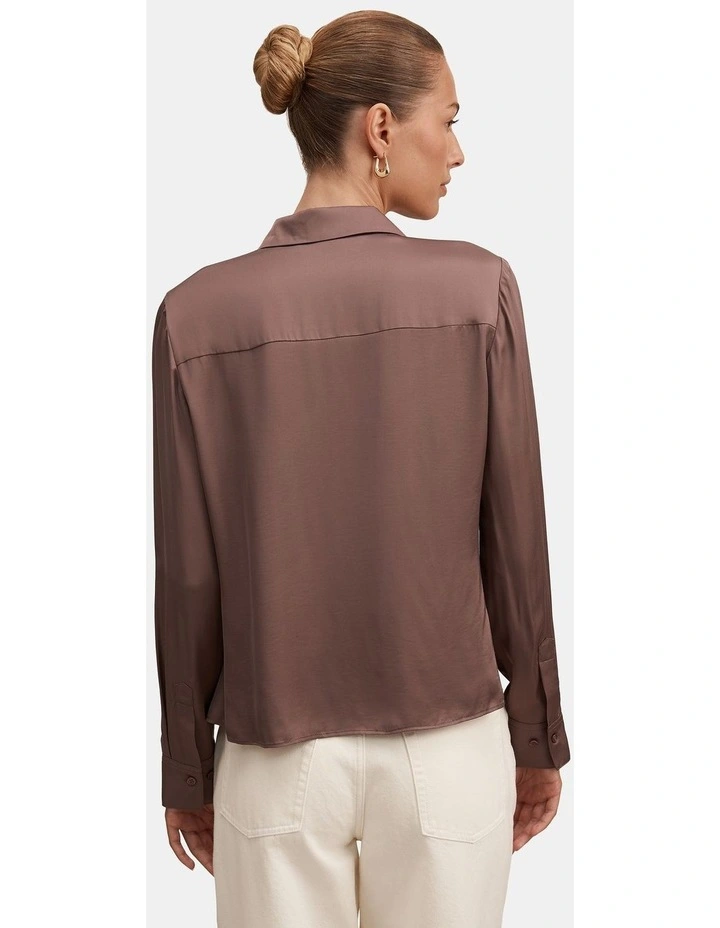 Carter Satin Shirt in Brown image 2