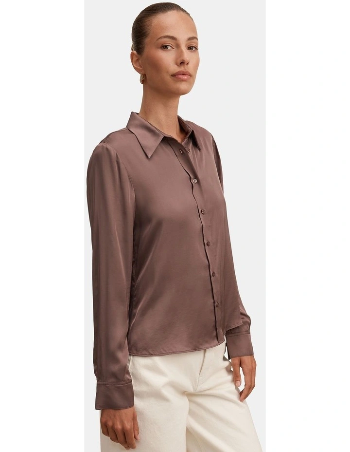 Carter Satin Shirt in Brown image 3