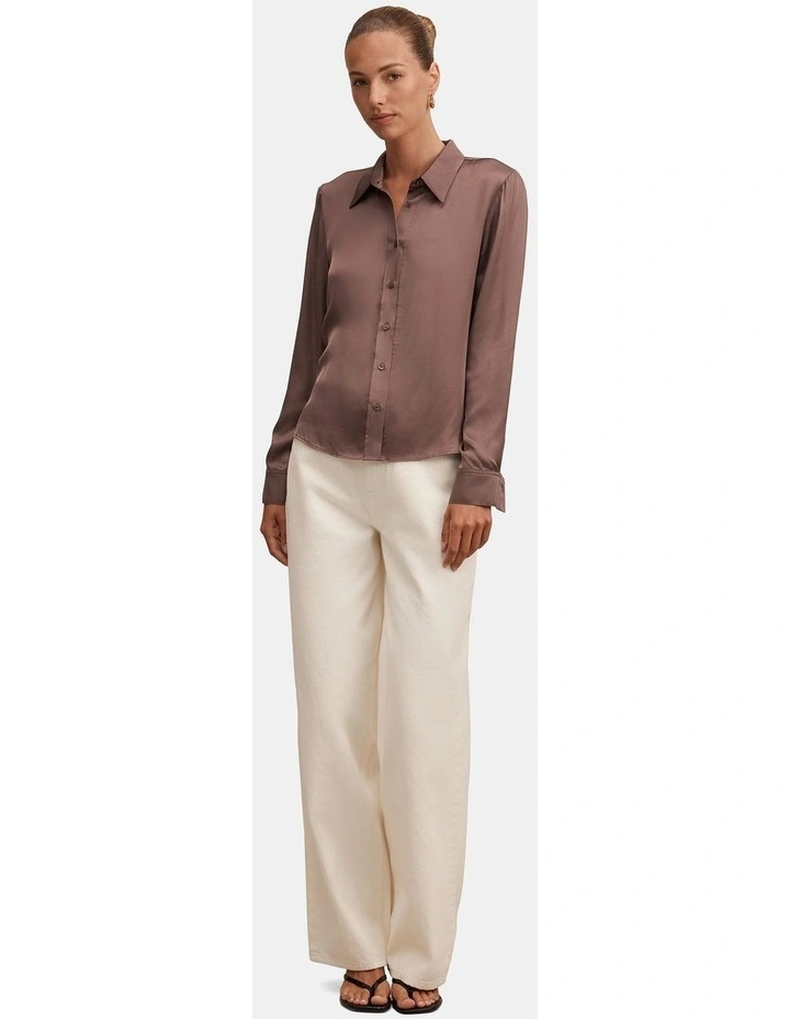 Carter Satin Shirt in Brown image 5