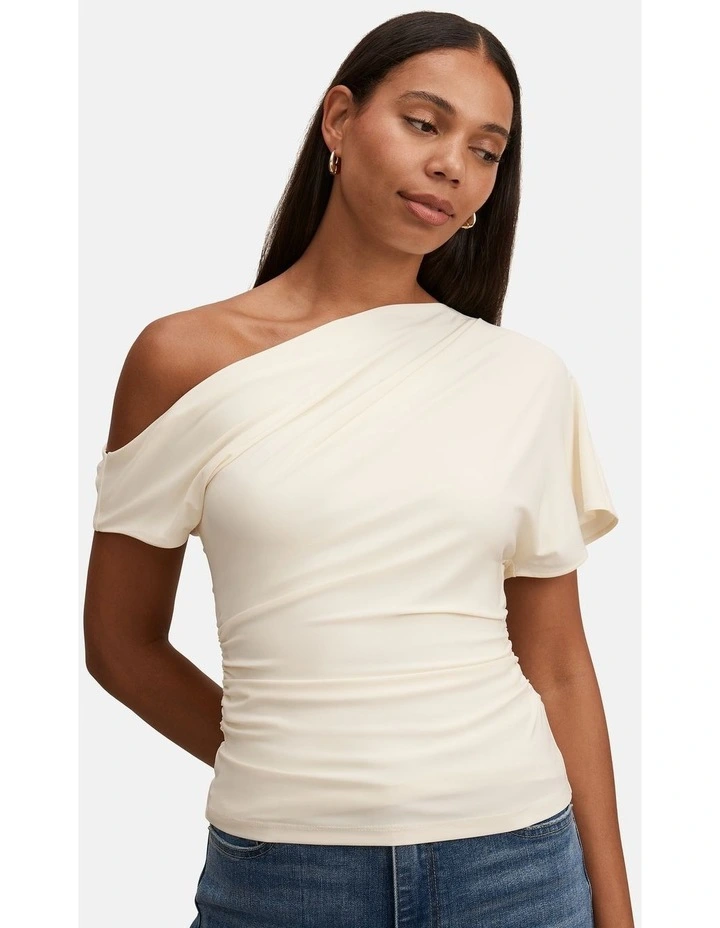 Maia Asymmetric One Shoulder Top in Yellow image 4