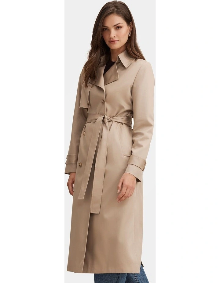 Ricky Soft Trench Coat in Cream image 3