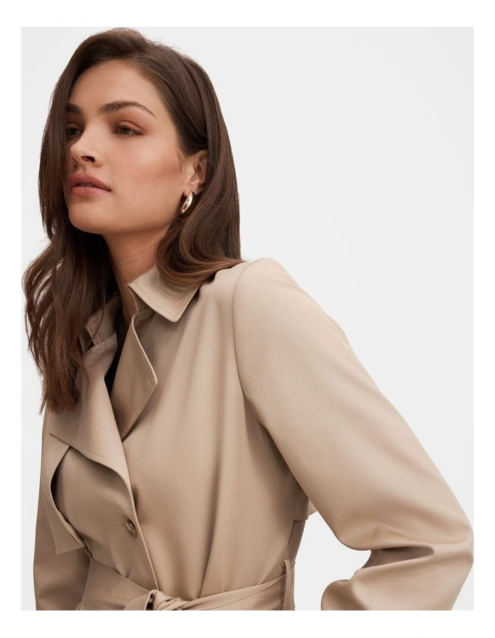 Ricky Soft Trench Coat in Cream image 4