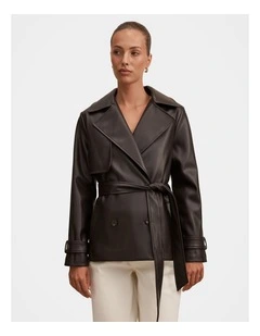 Payton Short Trench Coat in Brown