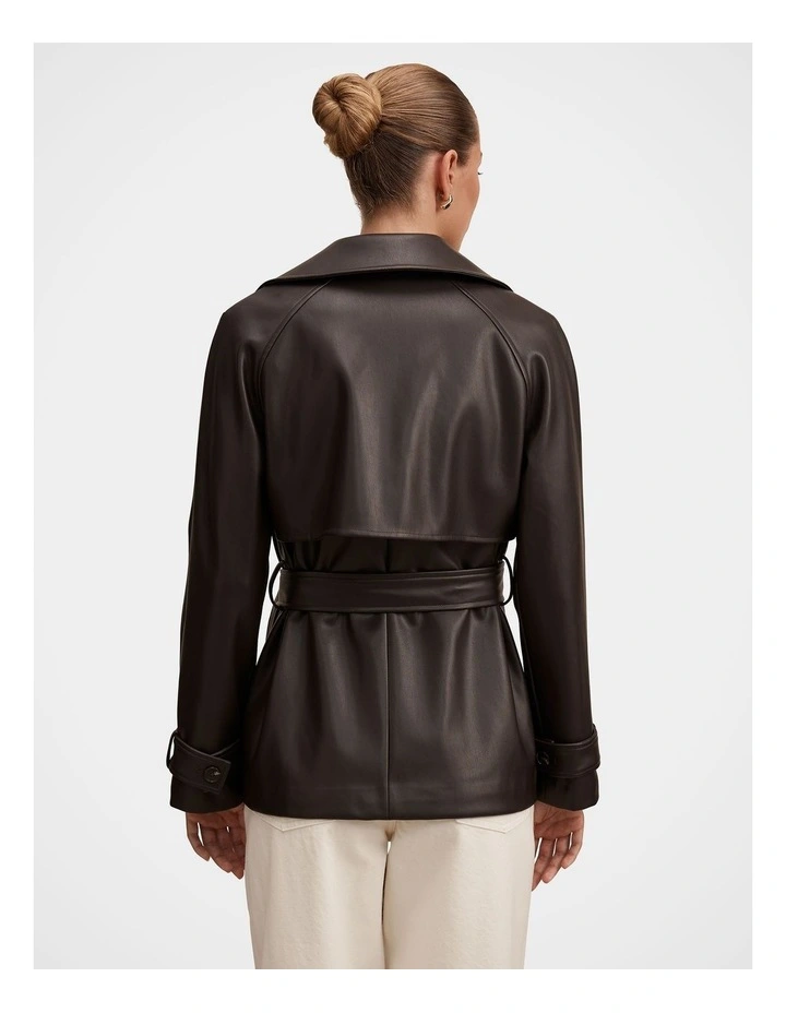 Payton Short Trench Coat in Brown image 2