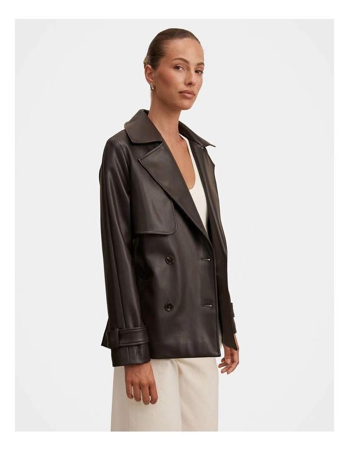 Payton Short Trench Coat in Brown image 3