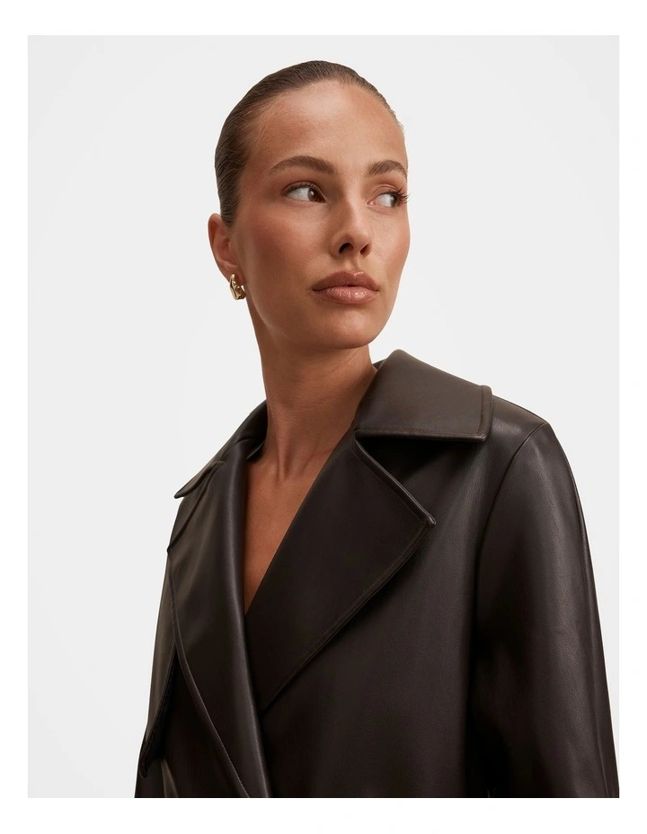Payton Short Trench Coat in Brown image 4