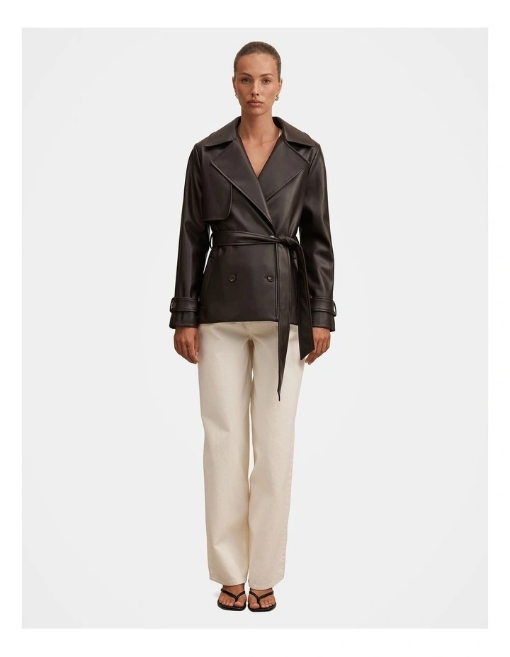 Payton Short Trench Coat in Brown image 5