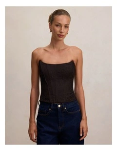 Lara Lace Corset Top in Brown