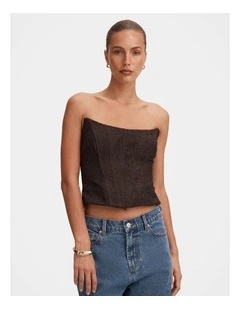 Lara Lace Corset Top in Brown