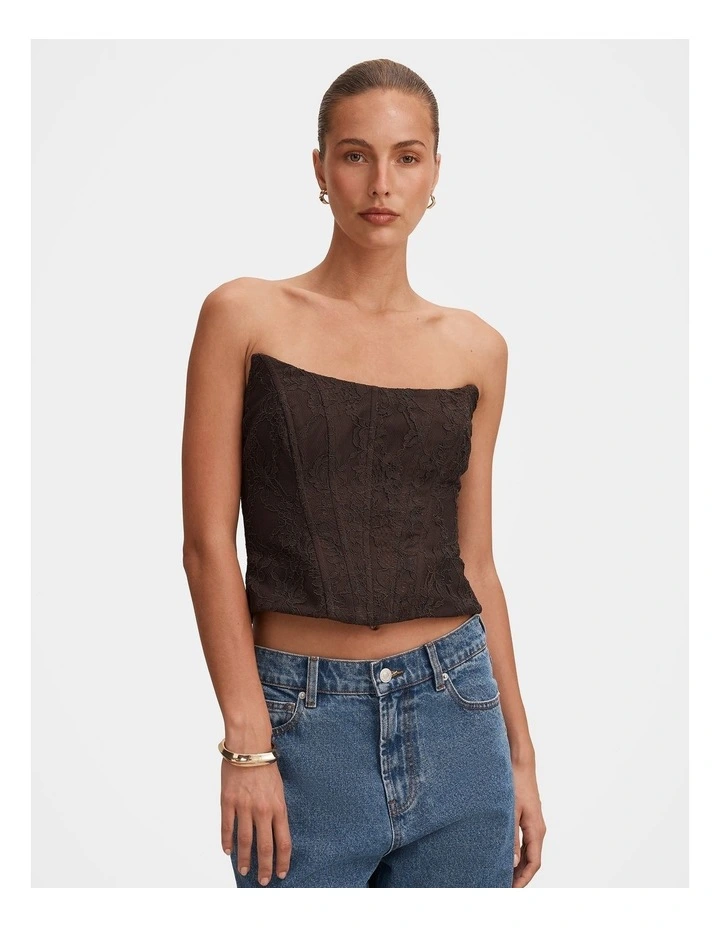 Lara Lace Corset Top in Brown image 1