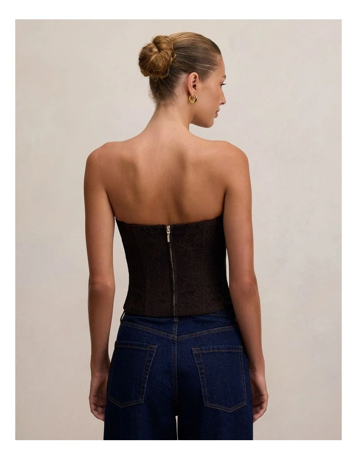 Lara Lace Corset Top in Brown image 2