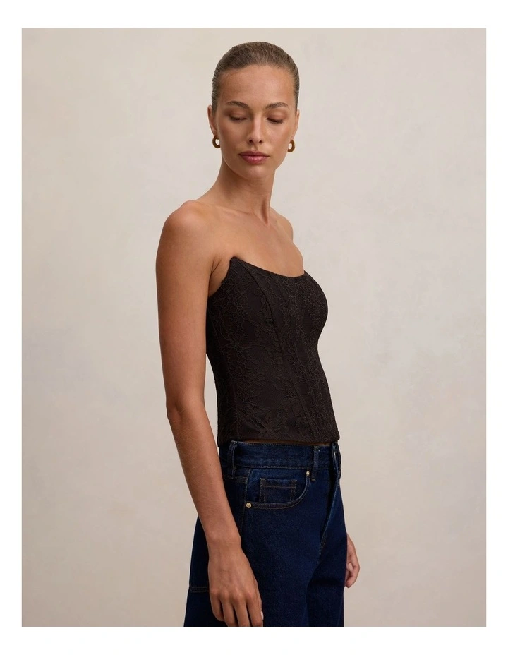 Lara Lace Corset Top in Brown image 3