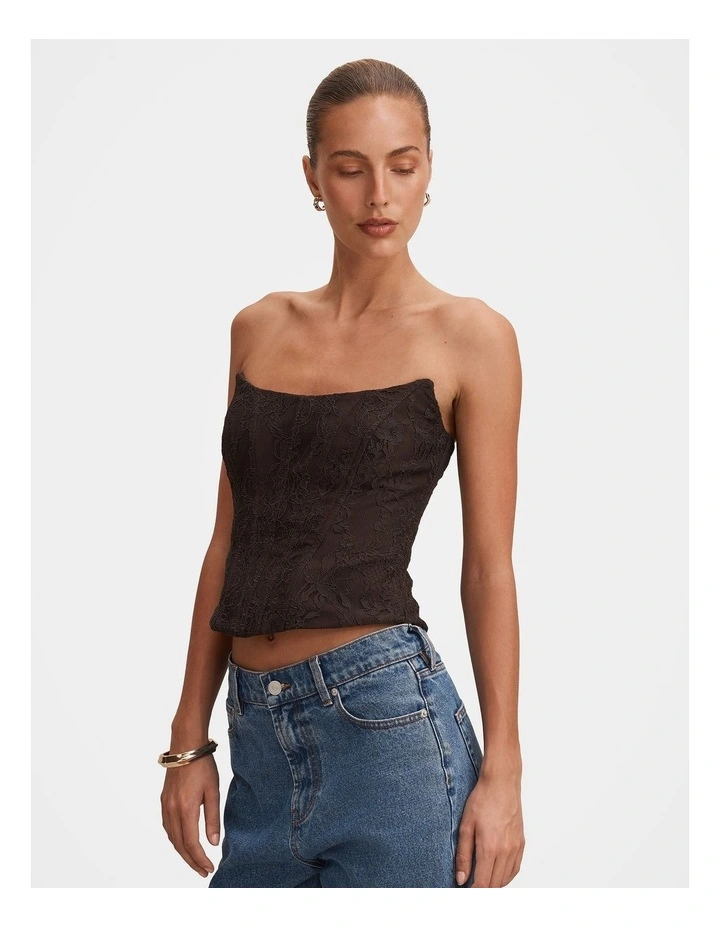 Lara Lace Corset Top in Brown image 3