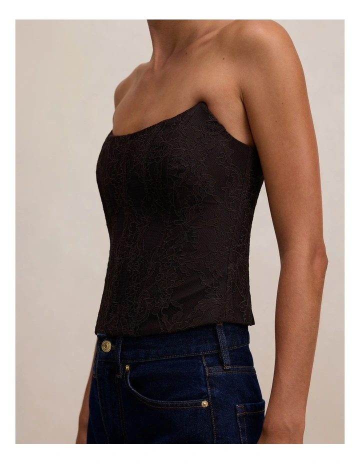 Lara Lace Corset Top in Brown image 4