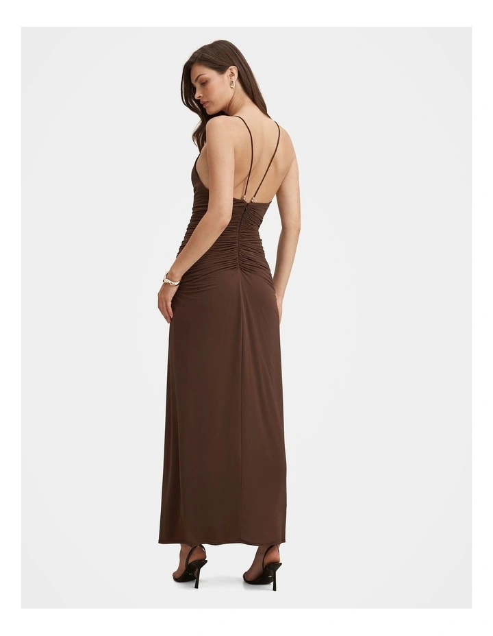 Jazzy Slinky Jersey Maxi Dress in Brown image 2