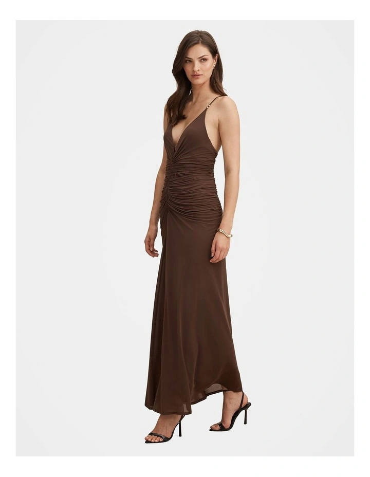 Jazzy Slinky Jersey Maxi Dress in Brown image 3