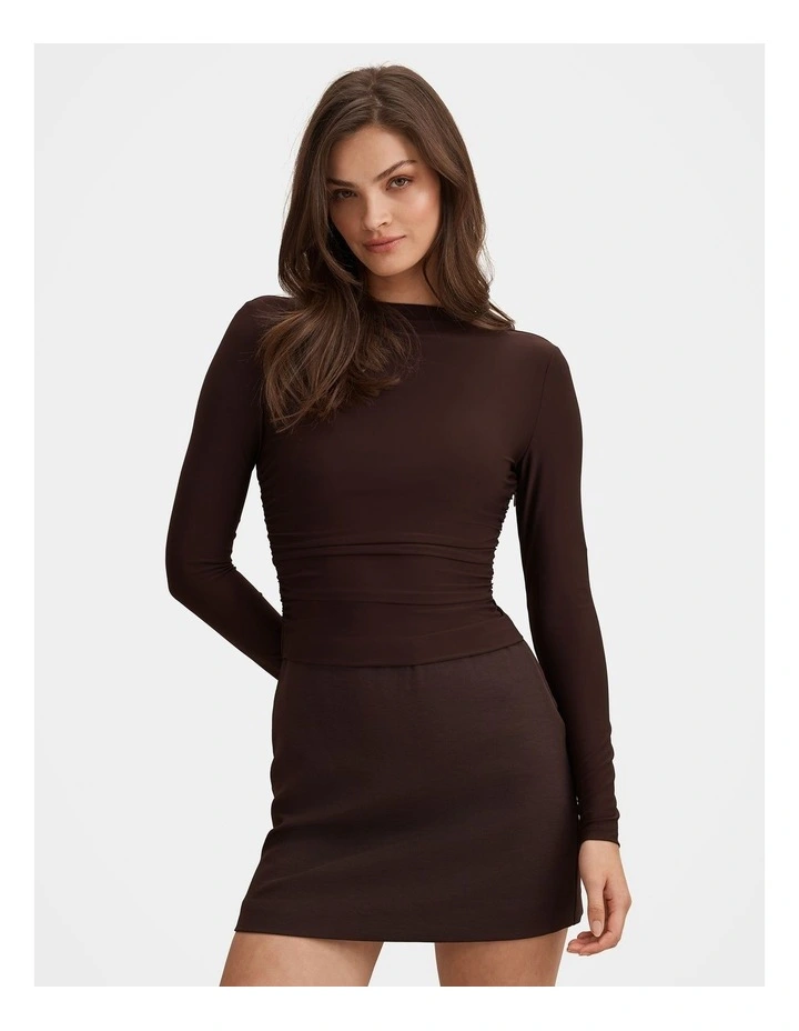 Charlie Long Sleeves Mini Dress in Chocolate image 1
