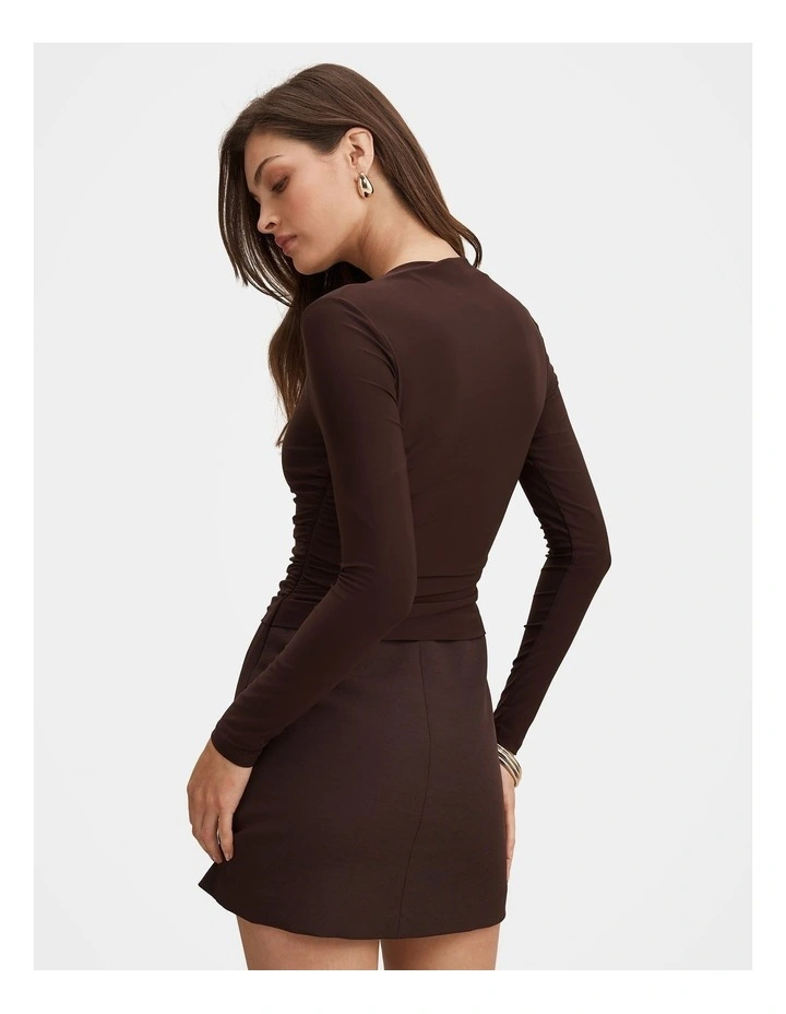 Charlie Long Sleeves Mini Dress in Chocolate image 2