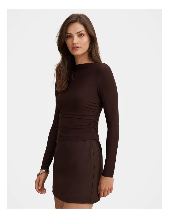 Charlie Long Sleeves Mini Dress in Chocolate image 3
