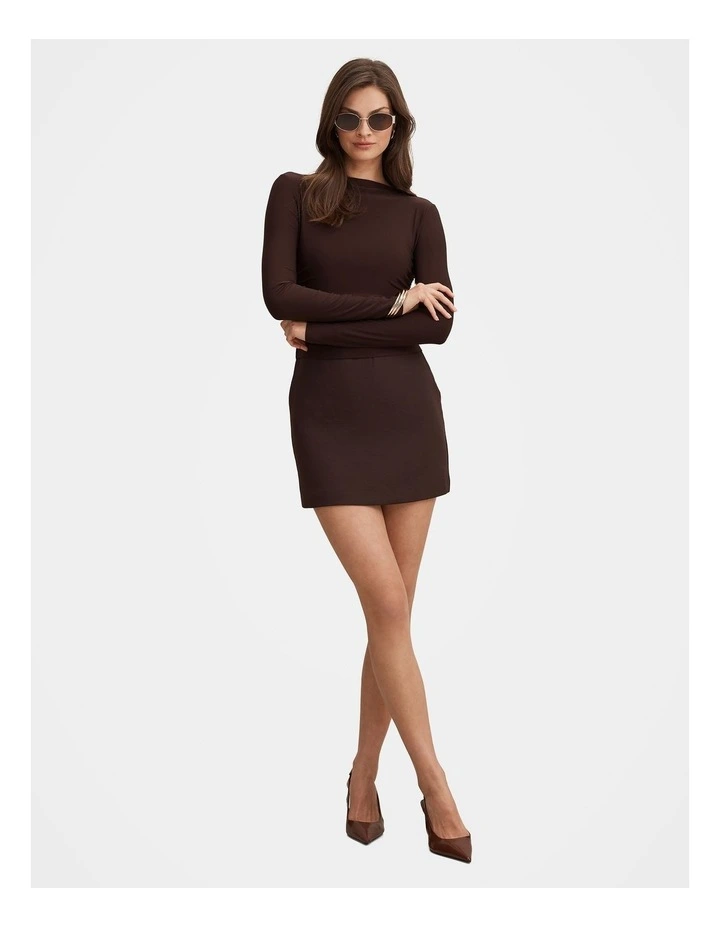 Charlie Long Sleeves Mini Dress in Chocolate image 5