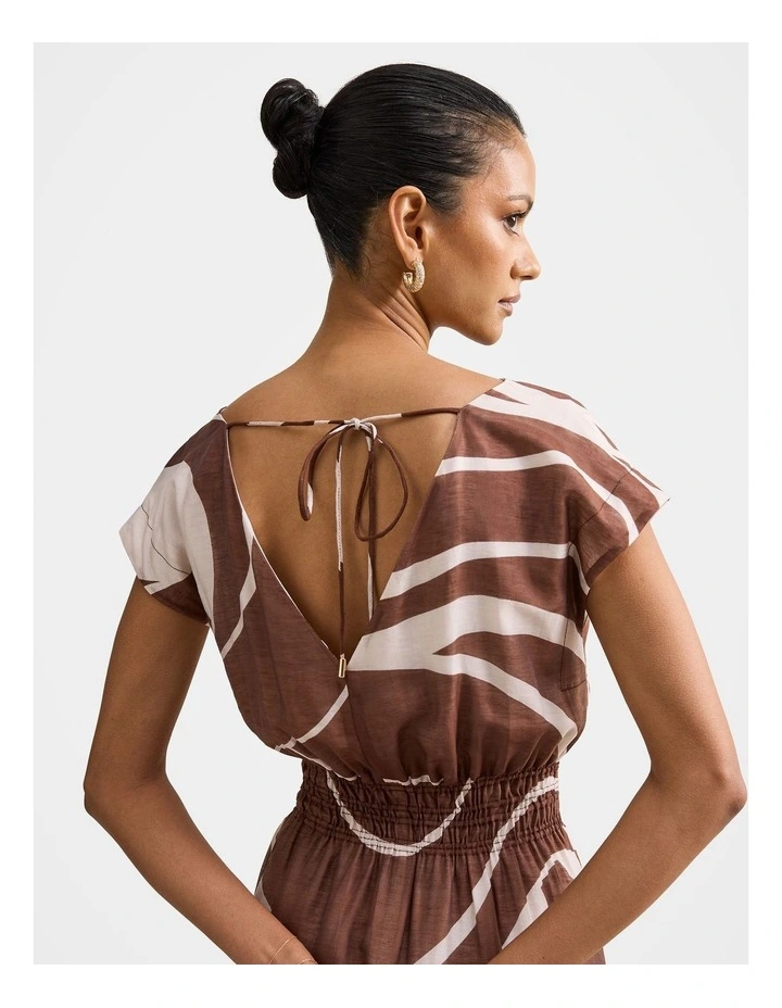 Callie Elastic Waist Midi Dress in Brown image 4