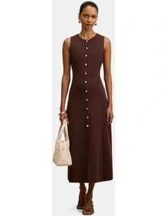 Lucienne Fit and Flare Midi Dress in Brown