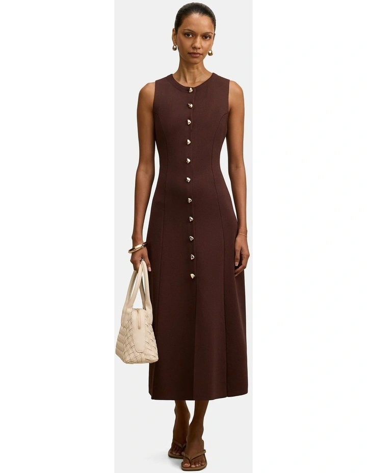 Lucienne Fit and Flare Midi Dress in Brown image 1