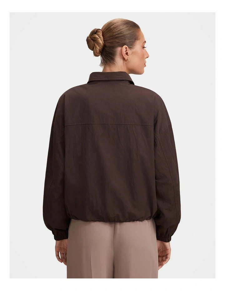 Eliza Funnel Neck Windbreaker Jacket in Brown image 2