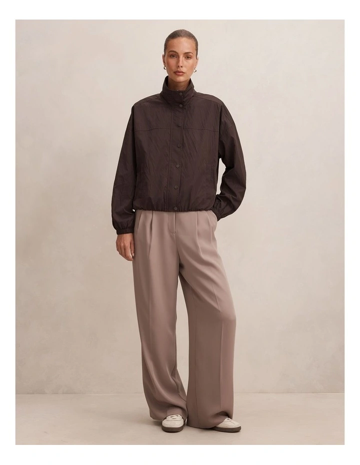 Eliza Funnel Neck Windbreaker Jacket in Brown image 5