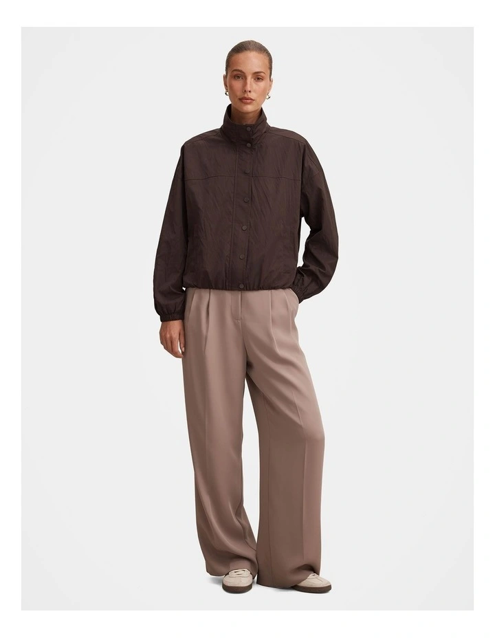 Eliza Funnel Neck Windbreaker Jacket in Brown image 5