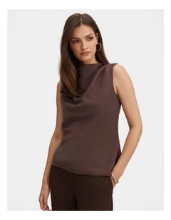 Scout Sleeveless Drape Top in Brown