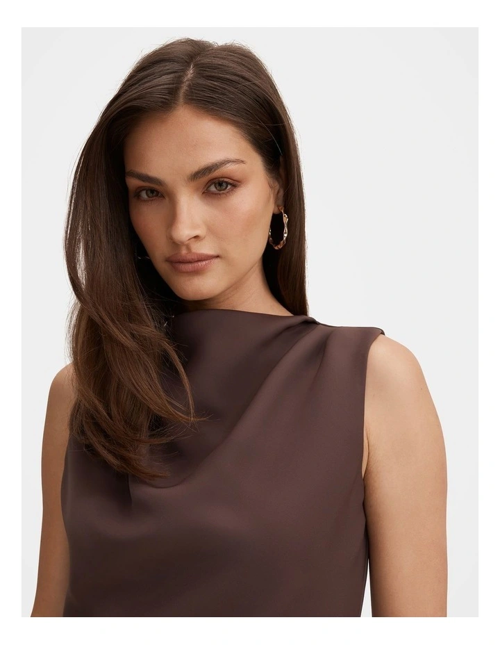 Scout Sleeveless Drape Top in Brown image 4