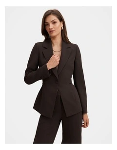 Kiana Waist Tab Detail Blazer in Brown