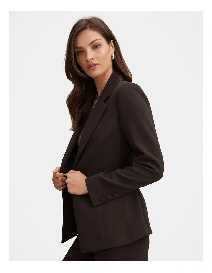 Kiana Waist Tab Detail Blazer in Brown image 3
