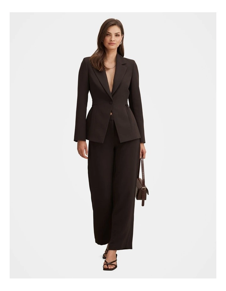 Kiana Waist Tab Detail Blazer in Brown image 5