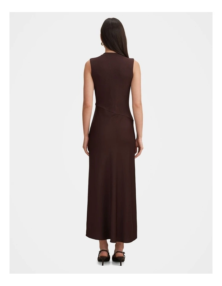 Jayden Satin Mixed Midi Dress in Brown image 2