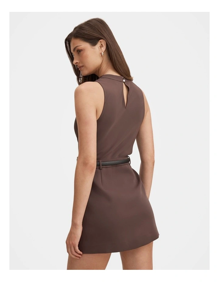Delaney Cowl Neck Mini Dress in Chocolate image 2