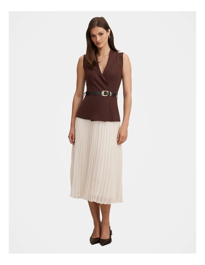 Bianca Woven Mix Knitted Dress in Brown image 1