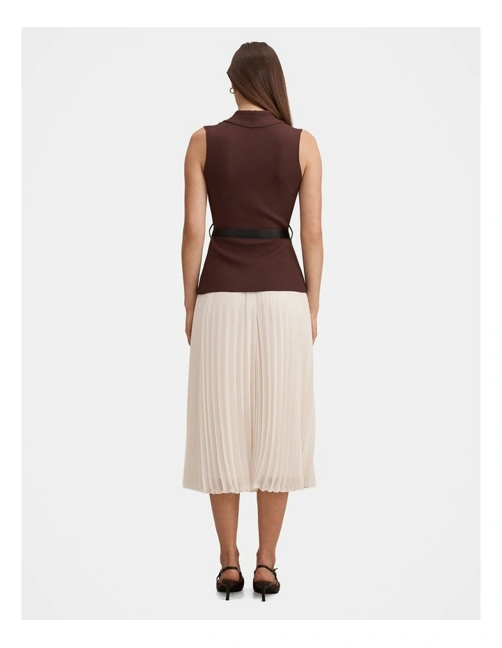 Bianca Woven Mix Knitted Dress in Brown image 2