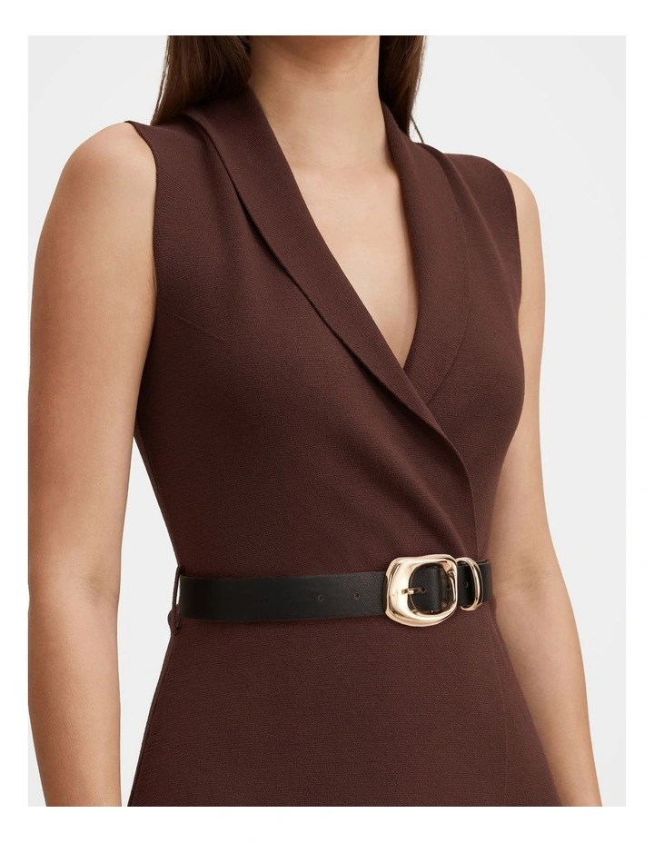 Bianca Woven Mix Knitted Dress in Brown image 4