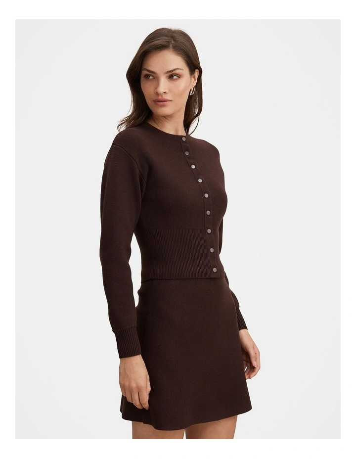 Lara Sculpted Cardigan in Brown image 3