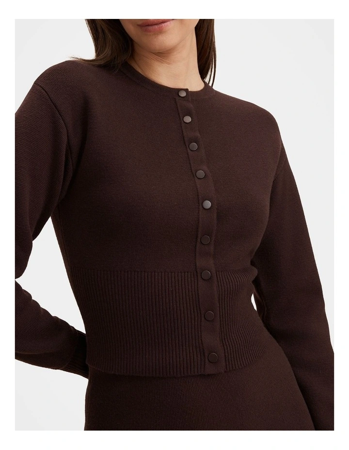 Lara Sculpted Cardigan in Brown image 4