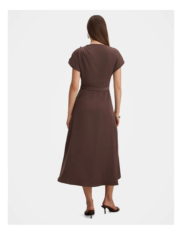 Kylee Button Neck Dress in Brown image 2
