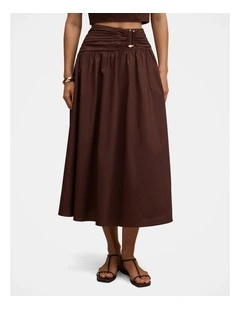 Dottie Hardware Maxi Skirt in Brown