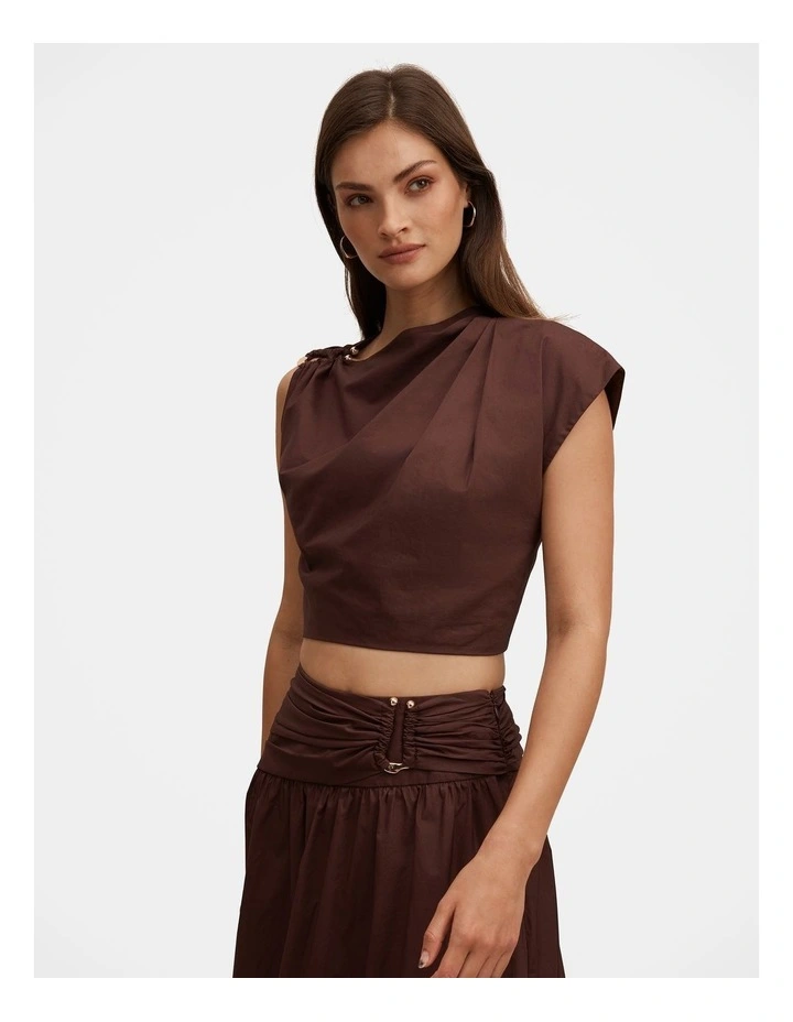 Dottie Draped Hardware Top in Chocolate image 3
