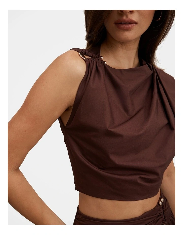 Dottie Draped Hardware Top in Chocolate image 4