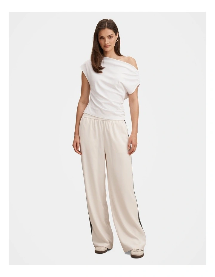 Aleyna Side Stripe Wide Leg Pants in Cream image 5