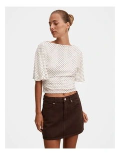 Paige Flutter Sleeves Tie Back Top in Cream